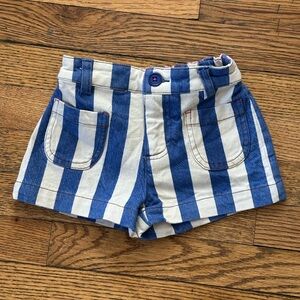 Mini Boden Blue and White Striped Shorts 3-4T